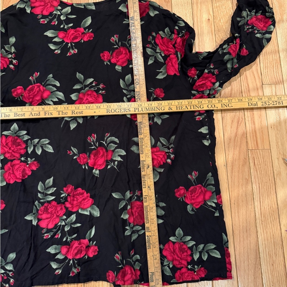 VTG Jessica Scott Black Red Floral Twofer Cardigan Mock Vest grannycore romantic - Picture 4 of 7